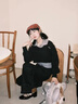 傲甜毛衣女學(xué)院風(fēng)短款慵懶毛衣針織兩件套女設計感減齡針織衫洋氣上衣 黑色【兩件套】 S 建議75-85斤 曬單實(shí)拍圖