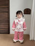 G.duck周歲女寶禮服冬裝新中式套裝國風(fēng)上衣褲子冬季寶寶漢服嬰兒衣服冬 粉紅色上衣+褲子 兩件套 加絨 100 *建議26-30斤左右* 曬單實(shí)拍圖
