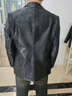 CJZ海寧真皮西裝男裝羽絨內膽保暖暗花皮衣外套高檔重磅輕奢小西服男 黑色  鴨羽絨內膽 3XL 體重150左右 曬單實(shí)拍圖