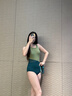 WATERTIME泳衣女士新款游泳館專(zhuān)用高級感連體三角溫泉微胖海邊競速游泳衣 蕪汀綠 M (155-164)建議45-55kg 曬單實(shí)拍圖