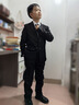蘿卜唄唄兒童禮服男童主持人鋼琴舞臺演出服花童生日西服 黑色三件套 150 曬單實(shí)拍圖