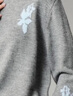 晚白【新品】2026春款松弛通勤減齡顯年輕毛衣格雷灰撞色印花針織衫 灰色 M 曬單實(shí)拍圖