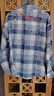 查爾斯桃心復古長(cháng)袖情侶款休閑寬松秋寄花卉愛(ài)心刺繡格子襯衫 藍白格 L 曬單實(shí)拍圖
