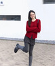 森馬（Semir）商場(chǎng)同款|騏驥紅色毛衣女26新年學(xué)院風(fēng)圓領(lǐng)絞花內搭101126106009 曬單實(shí)拍圖