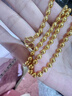 谷橘金包銀圓珠金鏈子圓珠黃金項鏈粗素鏈光面佛珠輕奢感項鏈 5mm金珠50cm(包金1.2克)28克左右 曬單實(shí)拍圖