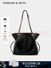 CHARLES&KEITH大容量柔軟抽繩鏈條福袋包托特包包女包女士生日禮物CK2-20782654 Black黑色 L 曬單實(shí)拍圖