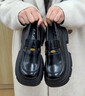 書(shū)外 BOOK EXTERNAL書(shū)外樂(lè )福鞋英倫風(fēng)厚底2025新款復古通勤感黑色百搭小皮鞋 黑色 37 曬單實(shí)拍圖