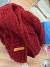 回力（Warrior）紅色圍巾女冬季送人保暖加厚針織毛線(xiàn)圍脖男本命年圣誕新年禮物 酒紅色【麻花款】 曬單實(shí)拍圖