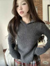 俏蘭緹（CIOLATI）灰色連帽長(cháng)袖針織打底衫2026新款女秋冬內搭修身顯瘦 灰色 S 【建議80-90斤】 曬單實(shí)拍圖
