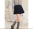 紫涵（ZIHAN）紫涵高腰短款半身a字裙女2024冬季新款簡(jiǎn)約純色百褶學(xué)院風(fēng)裙子 灰格 S 曬單實(shí)拍圖