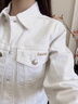 Jeans春秋女士經(jīng)典小標美式復古潮流ck翻領(lǐng)白色潮殼牛仔外套 曬單實(shí)拍圖