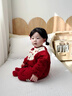 班喜迪嬰兒衣服秋冬裝嬰幼兒連體衣寶寶百天周歲禮服加絨哈衣冬季外出服 紅色 80cm 曬單實(shí)拍圖