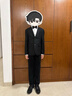 羅蒙兒童西裝外套男童英倫風(fēng)禮服男孩主持人小西裝鋼琴演出服 黑色140 曬單實(shí)拍圖
