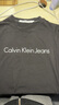Calvin KleinJeans夏季男女情侶中性休閑年輕多色ck印花修身打底短袖T恤上衣 曬單實(shí)拍圖