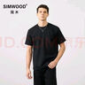 SIMWOOD/簡(jiǎn)木【標準寬松 】310g基礎純色重磅打底圓領(lǐng)短袖t恤SN120088 黑色(右下擺印花） M （建議116-130斤） 曬單實(shí)拍圖