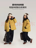 布丁哈魯女童復古條紋內里棉服秋冬新品中大童撞色翻領(lǐng)棉衣兒童寬松外套潮 曬單實(shí)拍圖