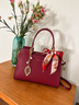 viney品牌牛皮斜挎包包女包紅色新娘婚包生日新年禮物送女友老婆 【酒紅色】高檔實(shí)用媽媽包中年 大容量通勤時(shí)尚輕奢單肩手提包 曬單實(shí)拍圖
