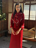 泰勒馬丁新娘秀禾服中式婚禮服敬酒服出閣服紅色嫁衣新中式結婚禮服 D018 L 曬單實(shí)拍圖