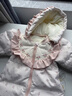 班喜迪嬰兒羽絨服連體衣冬裝嬰幼兒衣服公主女寶寶白鴨絨連帽外出服冬季 粉色 90 充絨量：85g 曬單實(shí)拍圖