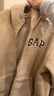 蓋璞（GAP）男女裝毛氈布logo仿羊羔絨連帽衛衣外套609272 卡其色 L (175/96A) 亞洲尺碼 曬單實(shí)拍圖