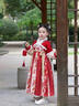 小淘孩男童漢服表演服秋款兒童古裝中國風(fēng)演出服 麒麟紅色直袖 130 曬單實(shí)拍圖
