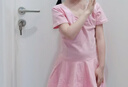 艾舞戈兒童舞蹈服女練功分體套裝女童芭蕾舞裙幼兒跳舞中國舞演出服裝 粉色-短袖+四角棉短褲 130 碼 身高110-120cm重38-48斤 曬單實(shí)拍圖