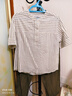 佐丹奴淡人穿搭女天然棉麻襯衫條紋暗門(mén)筒圓領(lǐng)梭織短袖 13345314 01白黑條紋 M 曬單實(shí)拍圖