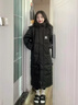 長(cháng)款羽絨服白鴨絨男女同款冬季保暖過(guò)膝校服極寒加絨加厚寬松外套 黑色 L 建議110到125斤 曬單實(shí)拍圖
