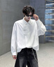 NEW OR MODE新中式國風(fēng)長(cháng)袖襯衫男秋季新款垂感寬松襯衣青少年百搭休閑上衣服 白色 XL 【建議125-145斤】 曬單實(shí)拍圖