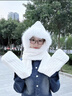 冬季保暖小熊帽子手套圍巾一體防風(fēng)帽韓版女韓國百搭戶(hù)外騎行冬帽 白色 可調節 曬單實(shí)拍圖