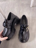 卓詩(shī)尼樂(lè )福鞋女2025秋季新款黑色英倫風(fēng)單鞋厚底增高小皮鞋 黑色 36 曬單實(shí)拍圖