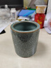 軒舞藝龍泉青瓷筆筒 文房文具用品 陶瓷辦公室用品水筆筒圓形毛筆筒 大號哥窯粉青（鐵線(xiàn)） 曬單實(shí)拍圖
