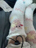 JIOESC可愛(ài)卡通圖案珊瑚絨襪子女中筒襪秋冬季加絨加厚居家保暖睡眠襪QC 奶白+黃色 2雙裝 均碼 曬單實(shí)拍圖