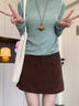 雪茜曼美拉德半身裙女冬季燈芯絨設計感包臀顯腿長(cháng)防走光A字復古短裙 曬單實(shí)拍圖