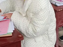 艾珠兒（Aizhuer）甜美波點(diǎn)羽絨棉服女2025冬季新款加厚面包服棉襖翻領(lǐng)短款棉衣外套 米白色 S 曬單實(shí)拍圖