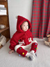 班喜迪女童套裝秋冬裝新款洋氣兒童拜年衣服寶寶嬰兒周歲禮服冬季小童裝 紅色 80 cm 曬單實(shí)拍圖