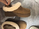 百麗（Belle）復古毛邊毛毛鞋女2026春新厚底增高加毛保暖勃肯鞋B3024AM6 棕色 38 (240mm) 曬單實(shí)拍圖