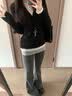 京多夢微喇褲女2026新款加絨加厚垂感可外穿打底褲小個子喇叭運動瑜伽褲 灰色 （加絨款） L （100-115斤） 曬單實拍圖