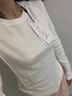 拉夏貝爾圓領(lǐng)長(cháng)袖打底衫女秋冬弧形下擺修身齊腰上衣 米白色 M 曬單實(shí)拍圖