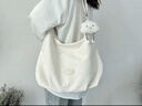 卡特駱女神節帆布包女新款休閑單肩托特包斜挎學(xué)生上課通勤云朵包潮 白色【帶長(cháng)腿云朵掛件】 曬單實(shí)拍圖
