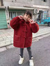 G.duck女童毛呢外套秋冬2025新款兒童新年裝寶寶加絨紅色呢子大衣中長(cháng)款 熱售深紅色 120 cm 建議身高110-115cm5-6歲 曬單實(shí)拍圖