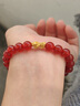 石玥珠寶收藏級8mm紅瑪瑙手串黃金貔貅本命年轉運珠水晶瑪瑙手鏈男女士款 曬單實(shí)拍圖