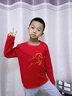 NASA STONE男童紅色長(cháng)袖T恤2026款女童過(guò)年新年上衣兒童馬年本命年衣服 紅色 130 尺碼 曬單實(shí)拍圖