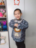 JCZS日本品質(zhì)寶寶長(cháng)袖罩衣燈芯絨幼兒園男兒童吃飯圍裙防水防污反穿衣 深色字母獅(綁帶) 90碼 曬單實(shí)拍圖