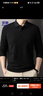 羅蒙（ROMON）長(cháng)袖T恤男士POLO翻領(lǐng)純色上衣打底衫商務(wù)休閑內搭男裝 黑XL 曬單實(shí)拍圖