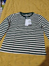 啄木鳥(niǎo)長(cháng)袖T恤女圓領(lǐng)條紋衛衣秋季百搭寬松顯瘦純棉打底衫上衣 墨綠 XL 曬單實(shí)拍圖