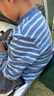 英博倫秋冬兒童保暖內衣秋衣套裝純棉中大童校服神器 85265蘭條 140 曬單實(shí)拍圖