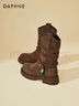 達芙妮厚底短靴子女加絨2025秋冬新款馬丁靴西部美拉德顯瘦增高堆堆靴 摩卡棕 36 (230mm) 標準碼 曬單實(shí)拍圖