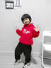NASA STONE馬年本命年衣服兒童紅色衛衣套裝2026新款12歲男女孩童新年拜年服 紅色+黑褲子（春秋款一） 130 130cm 兒童尺碼推薦【45-55斤】 曬單實(shí)拍圖