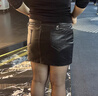 女款真皮短裙包臀海寧皮裙秋冬新款皮裙短款一步裙百搭綿羊皮綿 黑色1228 2XL 曬單實(shí)拍圖
